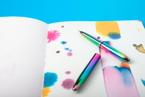 A400RBCL - Supernova Rainbow Titanium Nitride Bullet Space Pen w/ Chrome Clip - Laser engrave or imprint up to four colors a logo, tagline, etc.