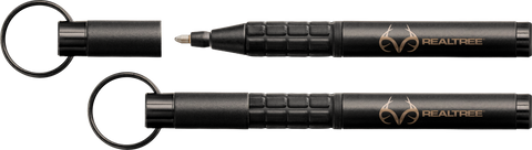 A725B - Matte Black trekker Space Pen w/ Keyring, Carabiner and Lanyard - Laser engrave or imprint up to four colors a logo, tagline, etc.