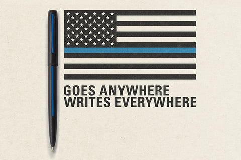 AM4BLEBL - Non-Reflective Matte Black Law Enforcement Cap-O-Matic Space Pen - Laser engrave or imprint up to four colors a logo, tagline, etc.