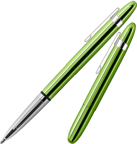 A400LGCL - Aurora Borealis Green Bullet Space Pen w/ Chrome Clip - Laser engrave or imprint up to four colors a logo, tagline, etc.