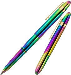 A400RBGCL - Supernova Rainbow Titanium Nitride Bullet Space Pen w/ Gold Clip - Laser engrave or imprint up to four colors a logo, tagline, etc.