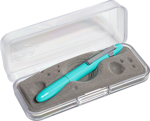 A400TBLCL - Tahitian Blue Bullet Space Pen w/ Chrome Clip - Laser engrave or imprint up to four colors a logo, tagline, etc.