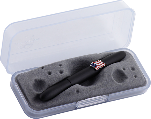 A600BAF - Matte Black Bullet Space Pen w/ American Flag Emblem - Laser engrave or imprint up to four colors a logo, tagline, etc.