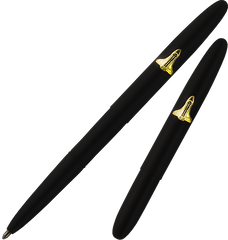 A600BSH - Matte Black Bullet Space Pen w/ Gold Shuttle - Laser engrave or imprint up to four colors a logo, tagline, etc.