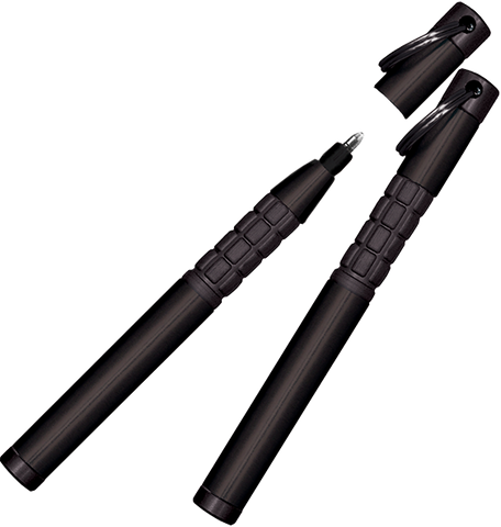 A725B - Matte Black trekker Space Pen w/ Keyring, Carabiner and Lanyard - Laser engrave or imprint up to four colors a logo, tagline, etc.