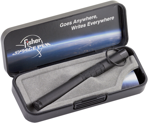 A725B - Matte Black trekker Space Pen w/ Keyring, Carabiner and Lanyard - Laser engrave or imprint up to four colors a logo, tagline, etc.