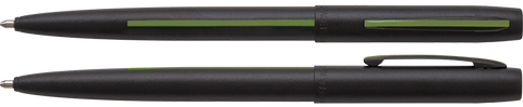 AM4BGRL - Non-Reflective Matte Black Cap-O-Matic Space Pen w/ Thin Green Line: Federal Agents, Park Rangers, Border Patrol, Military, and Conservation - Laser engrave or imprint up to four colors a logo, tagline, etc.