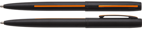 AM4BSROL - Matte Black Cap-O-Matic Space Pen w/ Thin Orange Line: Search & Rescue Personnel