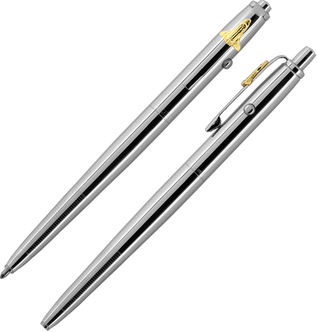 AAG7SH - Chrome Astronaut Space Pen w/ Gold Shuttle Emblem - Laser engrave or imprint up to four colors a logo, tagline, etc.