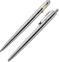 AAG7SH - Chrome Astronaut Space Pen w/ Gold Shuttle Emblem - Laser engrave or imprint up to four colors a logo, tagline, etc.