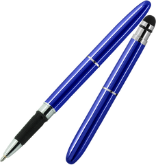ABG1/S - Blue Bullet Grip Space Pen w/ Stylus - Laser engrave or imprint up to four colors a logo, tagline, etc.