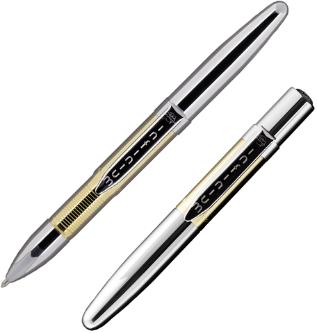 AINFGTN - Chrome and Gold Titanium Nitride infinium Space Pen - Laser engrave or imprint up to four colors a logo, tagline, etc.