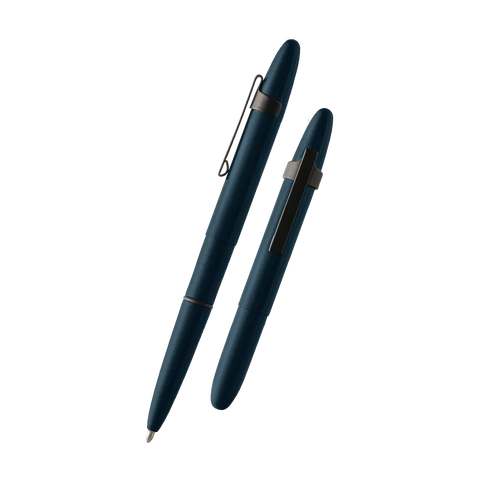 AS400H-127-BCL Navy Blue Cerakote Bullet Space Pen, Black Clip