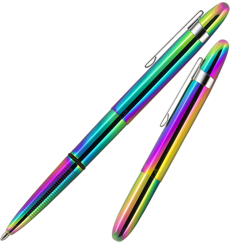 A400RBCL - Supernova Rainbow Titanium Nitride Bullet Space Pen w/ Chrome Clip - Laser engrave or imprint up to four colors a logo, tagline, etc.
