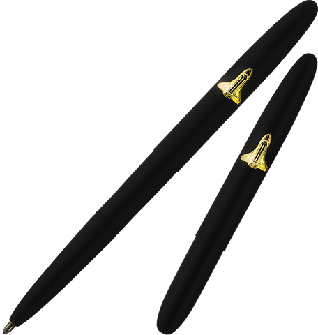 A600BSH - Matte Black Bullet Space Pen w/ Gold Shuttle - Laser engrave or imprint up to four colors a logo, tagline, etc.