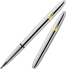 A600SH - Chrome Bullet Space Pen w/ Gold Shuttle Emblem - Laser engrave or imprint up to four colors a logo, tagline, etc.