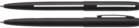 AM4BMWL - Matte Black Cap-O-Matic Space Pen w/ Thin White Line: Emergency Medical Services - Laser engrave or imprint up to four colors a logo, tagline, etc.